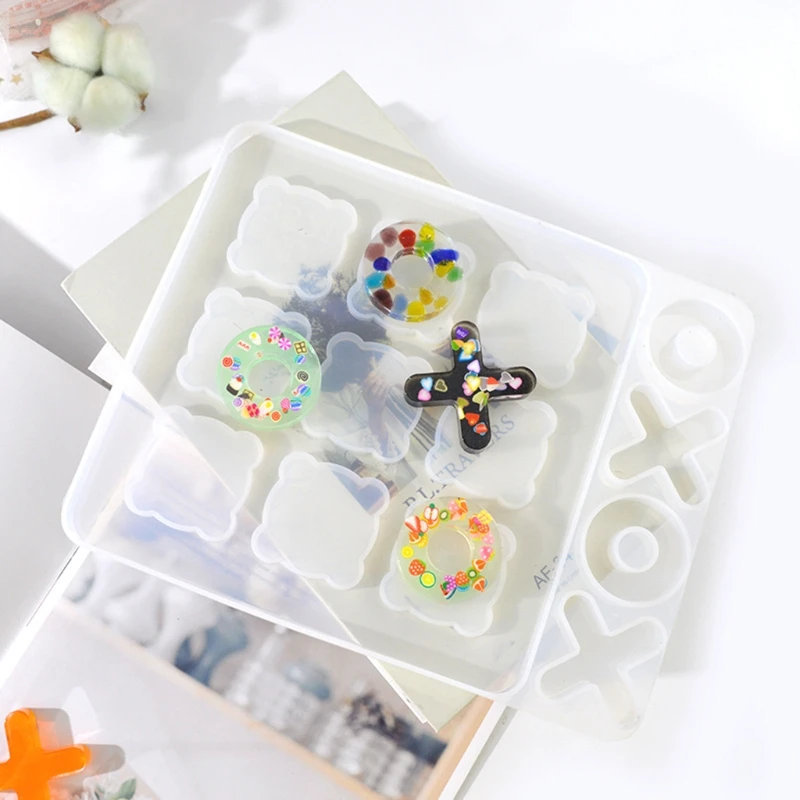 Tic Tac Toe Formen für Harz Casting Kleine O X Board Spiel Silikon Form DIY Handwerk N84D