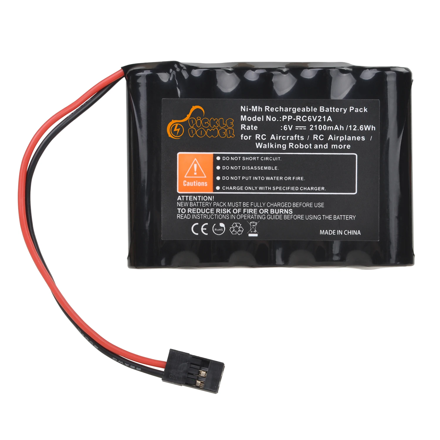 6V 2100mAh NiMH RC Receiver Battery with Hitec Connectors For RC Airplanes/RC Aircrafts/Walking Robot and More