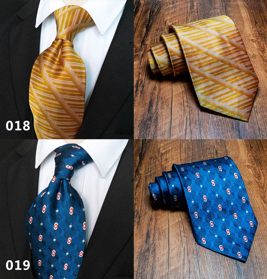 Classic Vintage Mens Tie Handmade 10cm 100% Silk Printed Necktie Geometric Checked Jacquard Ties For Man Business Wedding Gift