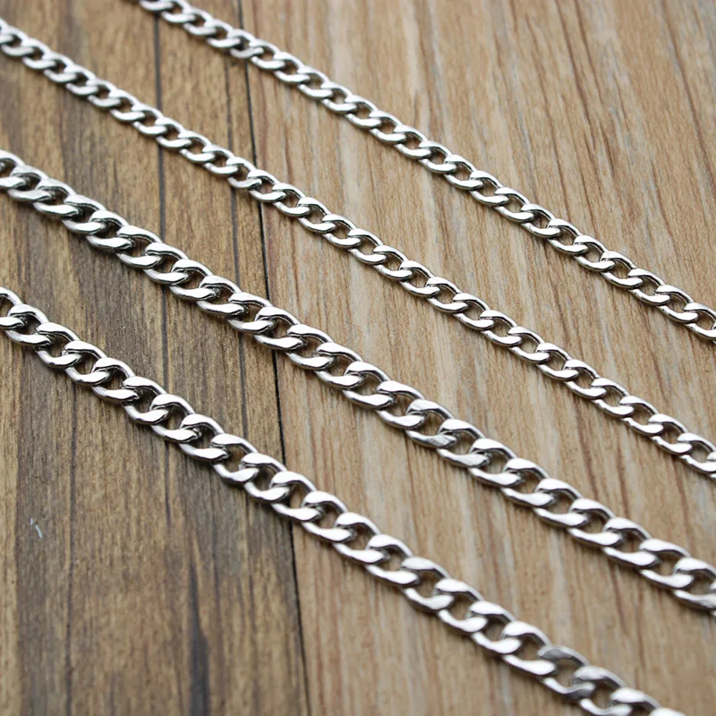 5meters/lot 3 4 5 6 7 8 9 15 mm Width Stainless Steel Bulk Chain Silver Men's Figaro Link Chain Necklaces For Diy Jewelry Making