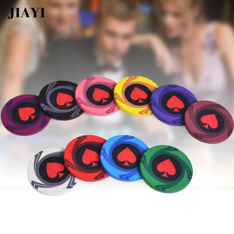 25pcs/set Casino Peach heart Texas Poker Blak Jack Ceramic Poker Chips Lighter Coins Sets Upscale Set Poker Customizable