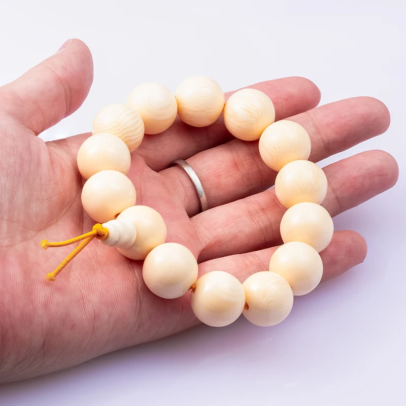 Natural Resin Elastic Bracelets Bangles Ivory White Buddhist Meditation Buddha Beads Bracelet for Men Classic Jewelry Gift