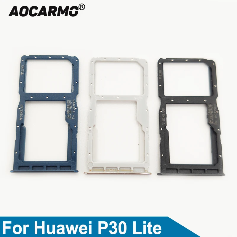 Aocarmo For Huawei P30 Lite  / Nova 4e SD MicroSD Holder Nano Sim Card Tray Replacement Part