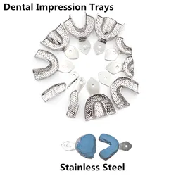 2Pcs/Set Dental Impression Tray Stainless Steel Teeth Tray Autoclavable Denture Instrument Trays Dentist Tools Lab Instrument