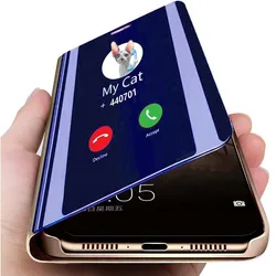 Mirror Case For Xiaomi Redmi 15C 14C MI 15T Pro 14T 13T Note 14 Pro Plus 13 Cover View PU Leather Kickstand Flip Holder Case