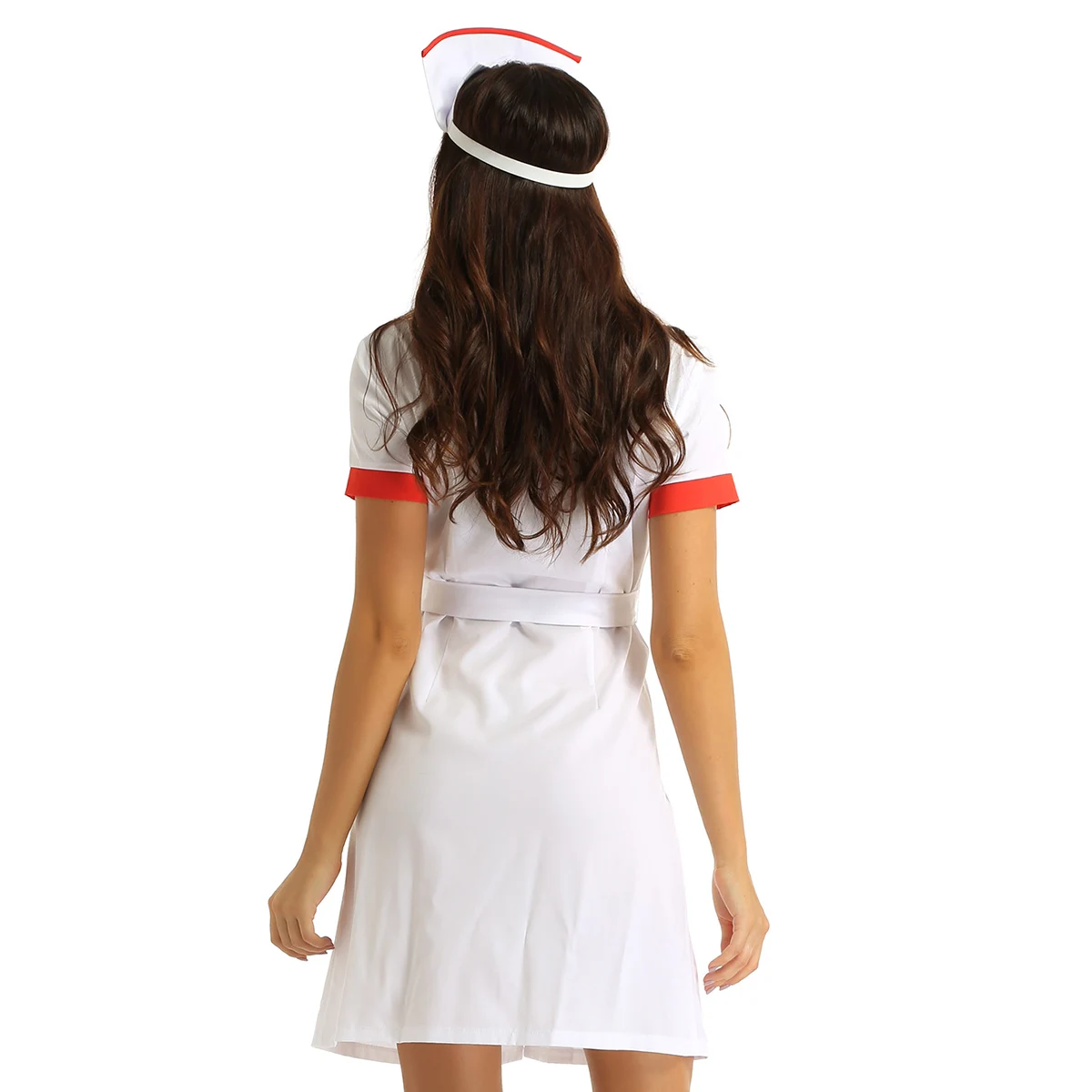 3Pcs Women Adults Medical Nurse Doctor Uniform Cosplay Costume Temptation Sexy Game Roleplay Dress Outfit with Belt And Hat