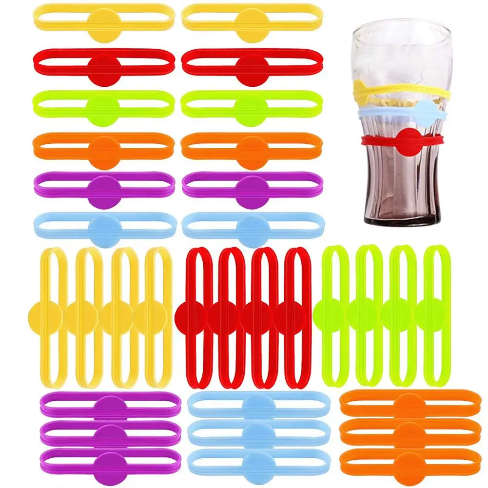 Wine Labels Glasses Drinking Tag Set Food Grade Silicone Mark Long Strips Goblet Tag Glass Markers For Bar Party