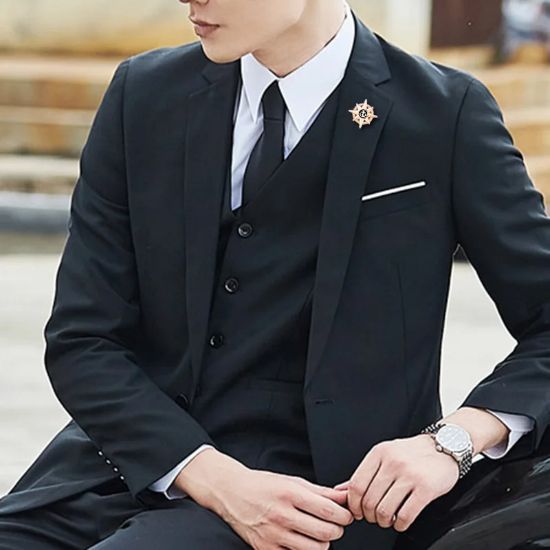 Men Com Star|men's Anchor Star Brooch - Zinc Alloy Suit Men Com Star|men's Anchor Star Brooch - Zinc Alloy Suit