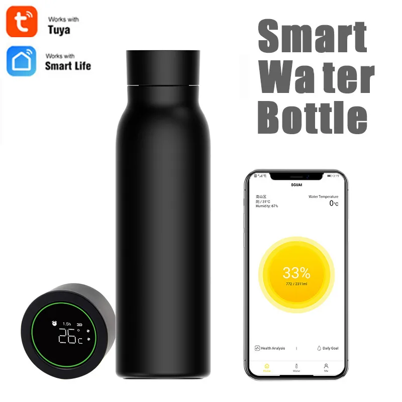 Smart Life Tuya Smart water Bottle Heat Cup 304 stainless steel APP Tracking drinking water Record Magnetic Charging Bluetooth