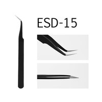 GLAMLASH ESD-12 ESD-15 Anti-static Tweezer Curved Tweezer Straight Tip Tweezer Makeup Tool