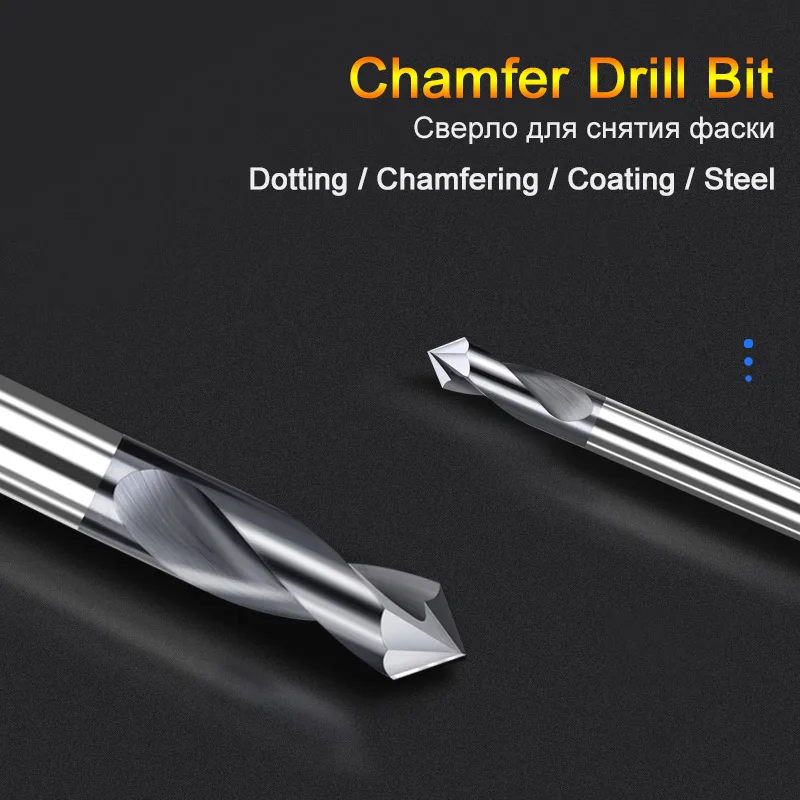 Imagem -02 - Cnc Router Bit Fresa Carbide End Mill Spot Drill Chanfro Start Location Center Bit 60 90 120 Graus 0520 mm