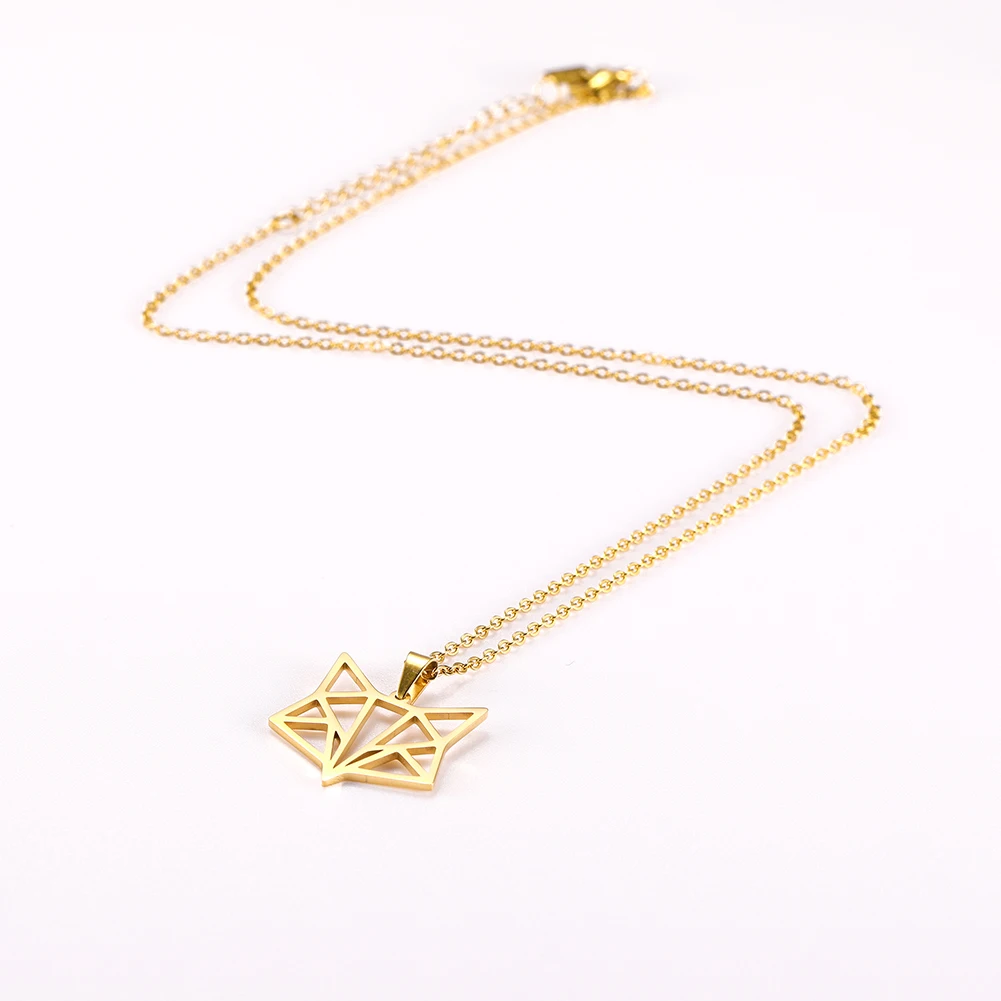 Skyrim Goldfarbenes Amulett Fuchs Tier Anhänger Halskette Edelstahl Statement Choker Kette Schmuck Accessoire für Frauen – Detail 10