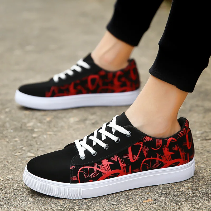 

Pop Nice Cool Young Men Street Shoes Men Cloth Footwear Brand Mens Casual Shoes Male Canvas Shoes Black Red Blue A3902