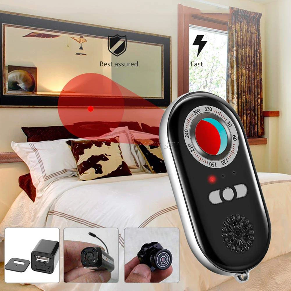 K98 Mini Signal Detector Portable Travel Anti Spy Camera Finder LED Anti Thief Candid Cam Hidden Lens Eavesdropping Bug Scanner