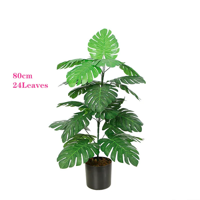 

Artificial Monstera Simulation Plants Plastic Green Tropical Palm Tree DIY Beautification Hotel Christmas And New Year Home Deco