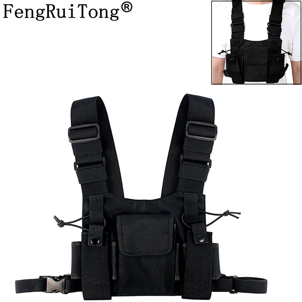 Radios Pocket Radio Chest Harness Chest Front Pack Pouch Holster Vest Rig Carry Case for 2 Way Radio Walkie Talkie for Baofeng