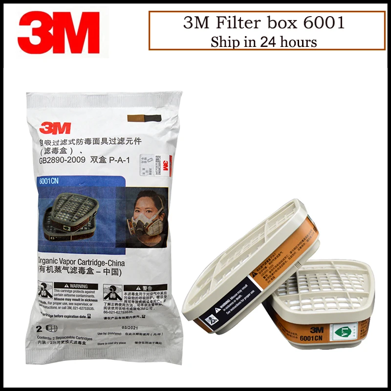 3M 6001 Painting Gas Cartridges Chemical Respirator Organic Vapor Cartridge Respiratory Protection NIOSH&LA Approved R82411