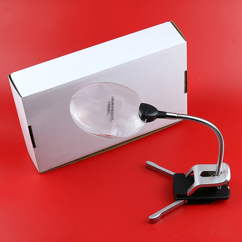 Loupe de bureau à Clip 2,5x10x, loupe à double usage avec lumière Led, loupe de lecture et d'entretien multifonction