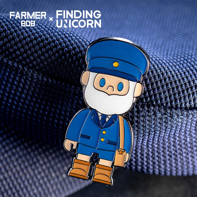 Farmer Bob Color Metal Badge Anime Action Figure Guess Bag Ornament Figurines Home Decor Desktop Dolls Model Girls Gift