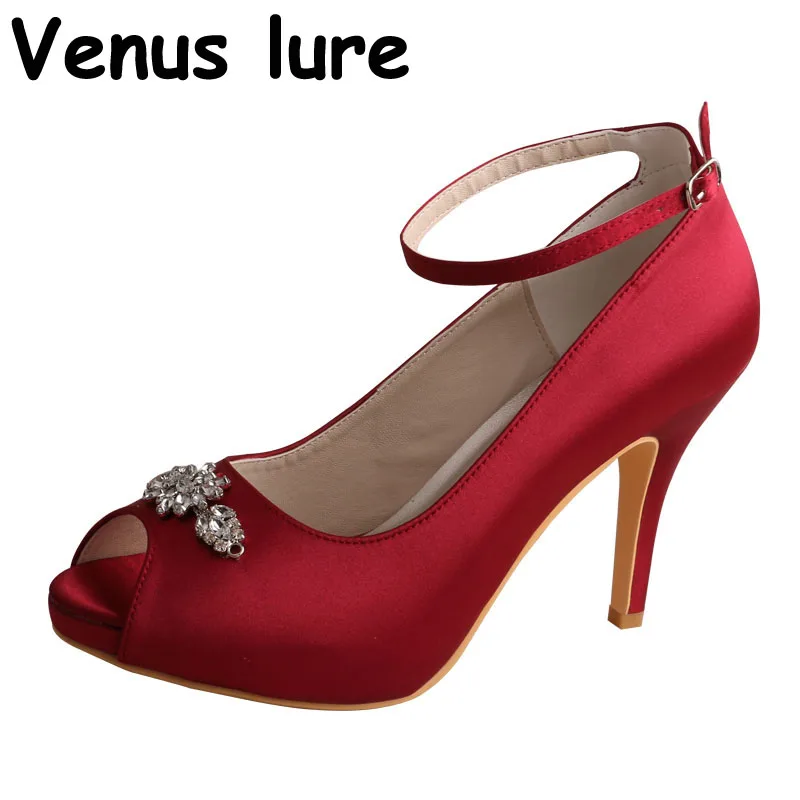 

Size 8 Wedopus Women Wedding Bridal Pumps for Special Occasions Wine Red Party Heels with Ankle Strap Customized Heel