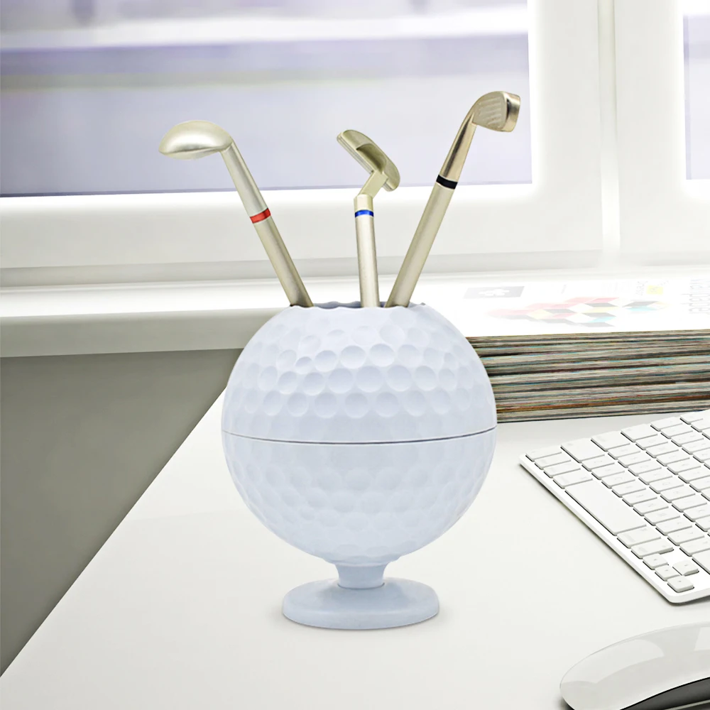 Golf Ball Novelty Mini Golf Ball Pen Pencil Holder Desktop Accessories Decoration Golf Gift For Dedicated Golfer 3 Color Pens