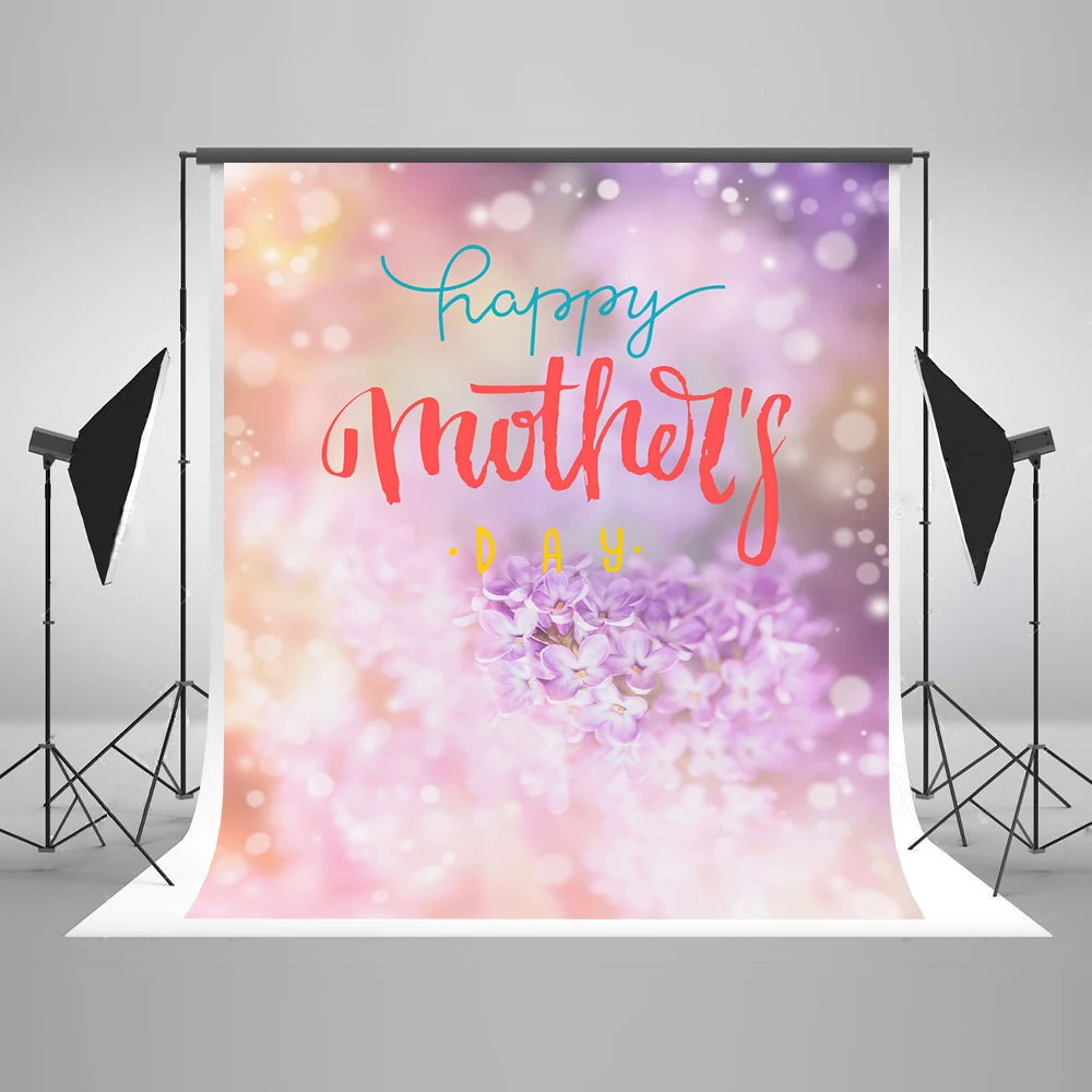 

VinylBDS 10x10ft Happy Mothers Day Photography Backdrop Flower Romantic Background Stage Sparkle Photo Background