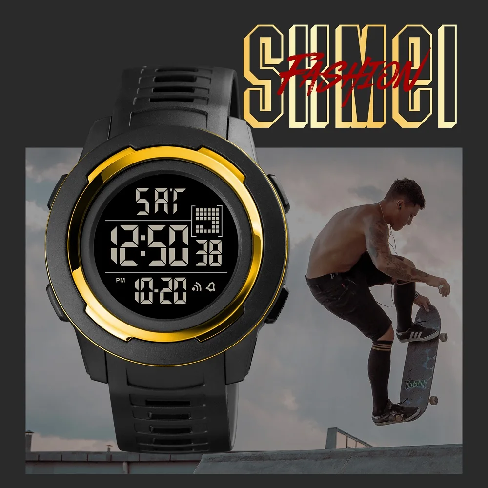 2021 New SKMEI Casual Digital Men Sport Watch 5Bar Waterproof Stopwatch LED Electronic Male Clock Relogio Masculino