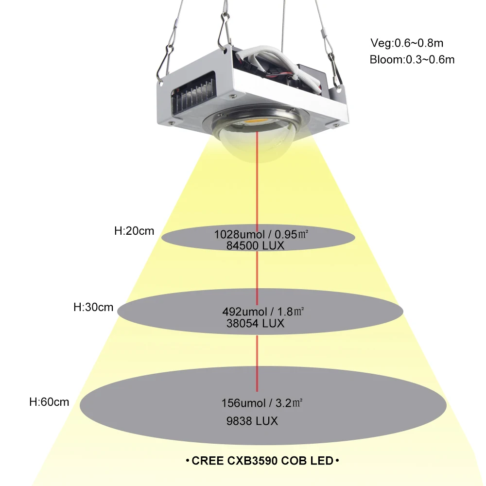 Imagem -03 - Lâmpada de Led Cob para Cultivo de Plantas Indoor Led Espectro Completo 100w 200w 300w 3500k 5000k para Hidroponia