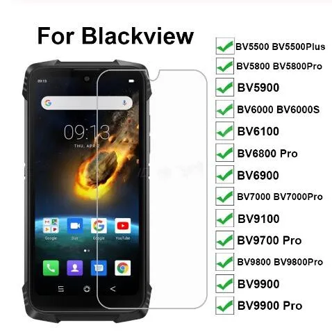 Glass on Blackview BV5500 BV5800 BV5900 BV6000S BV6100 BV6800 BV6900 BV7000 Pro BV9100 BV9700 BV9800 BV9900 Pro Screen Protector