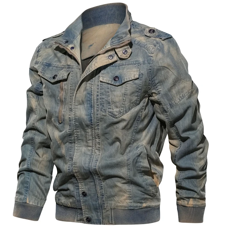 

Nice Pop Jacket Men Streetwear Washed Cotton Casual Military Jackets 6XL Mens Denim Coats jaqueta masculino male chaqueta hombre