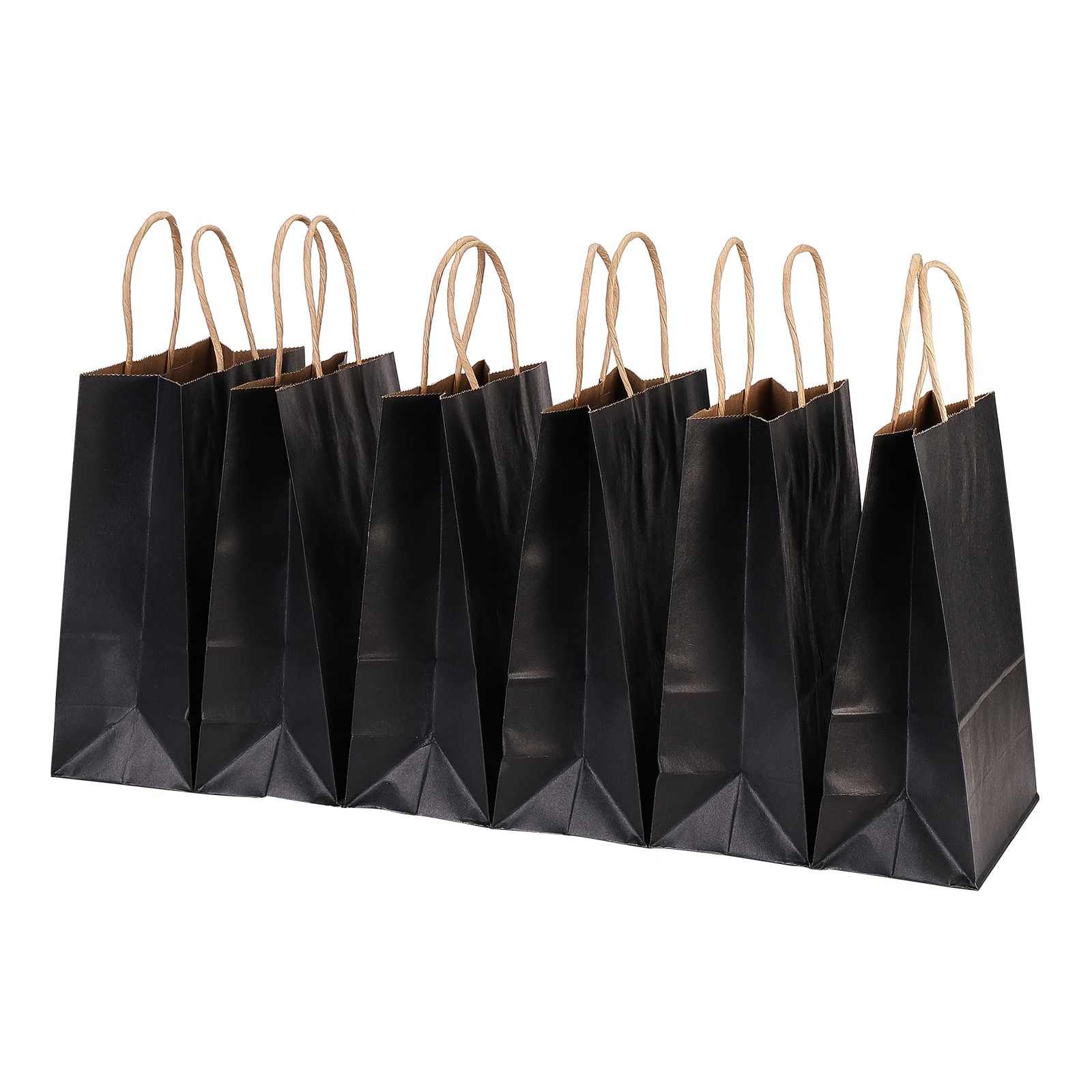 20Pcs 21x15x8cm Kraft Paper Gift Bags with Handles Black White Rectangle Shopping Bag Birthday Party Christmas Gift Bag