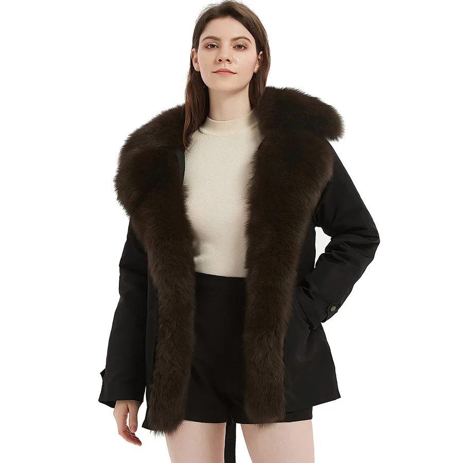 Mao Maokong 2021 winter jacket women\'s new natural real fox fur coat parka coat rabbit fur lining short slim jacket