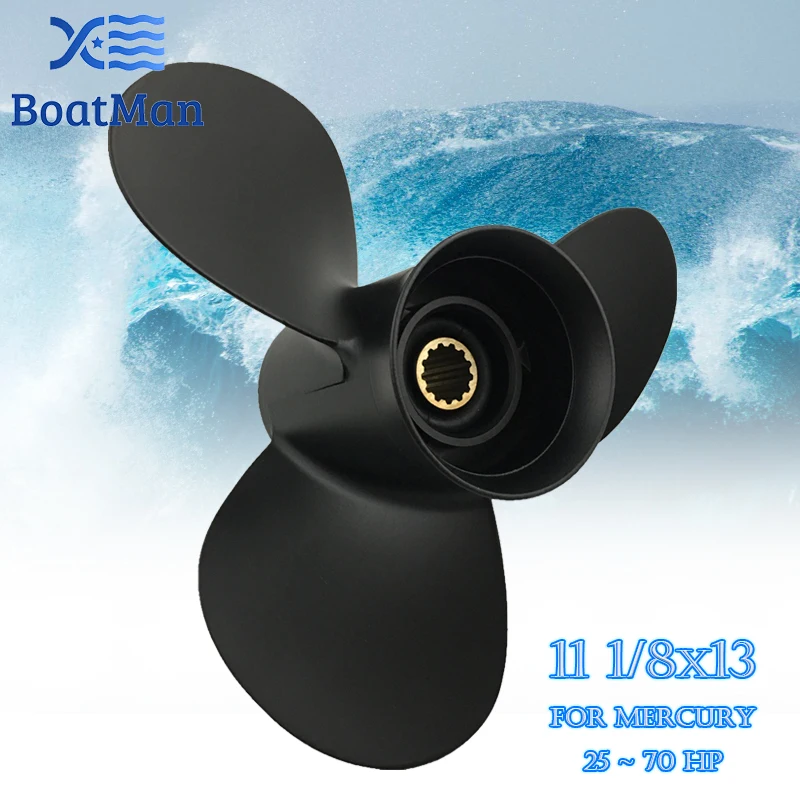 BoatMan® 11 1/8x13 Propeller for Mercury Outboard Motor 40HP 55HP 60HP 70HP 75HP 48-855858A5 13 SplineS  Aluminum Boat Parts