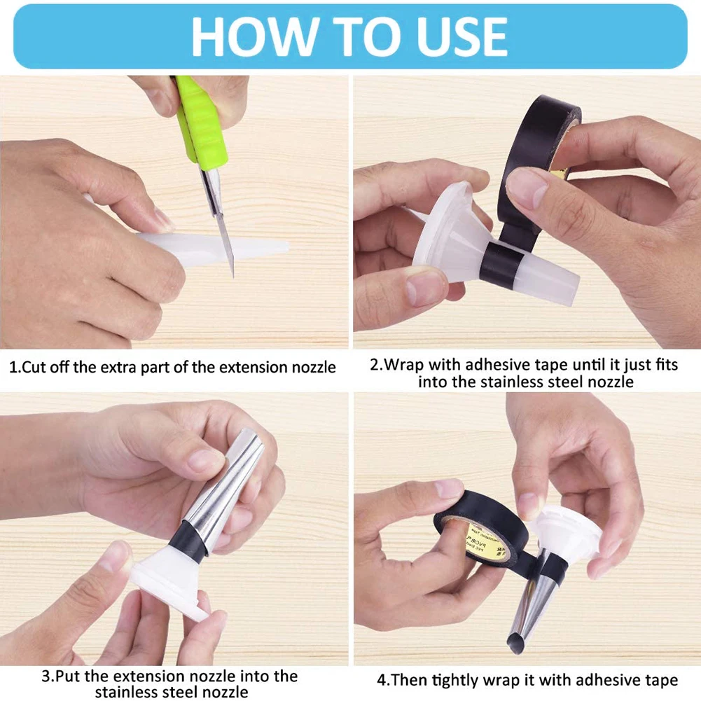 16pcs Caulking Gun Nozzles Stainless Steel Glass Glue Nozzles Sealant Silicone Caulking Tips Finisher With Brush Tape