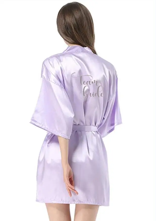 new bride bridesmaid robe with white black letters mother sister of the bride wedding gift bathrobe kimono satin robes