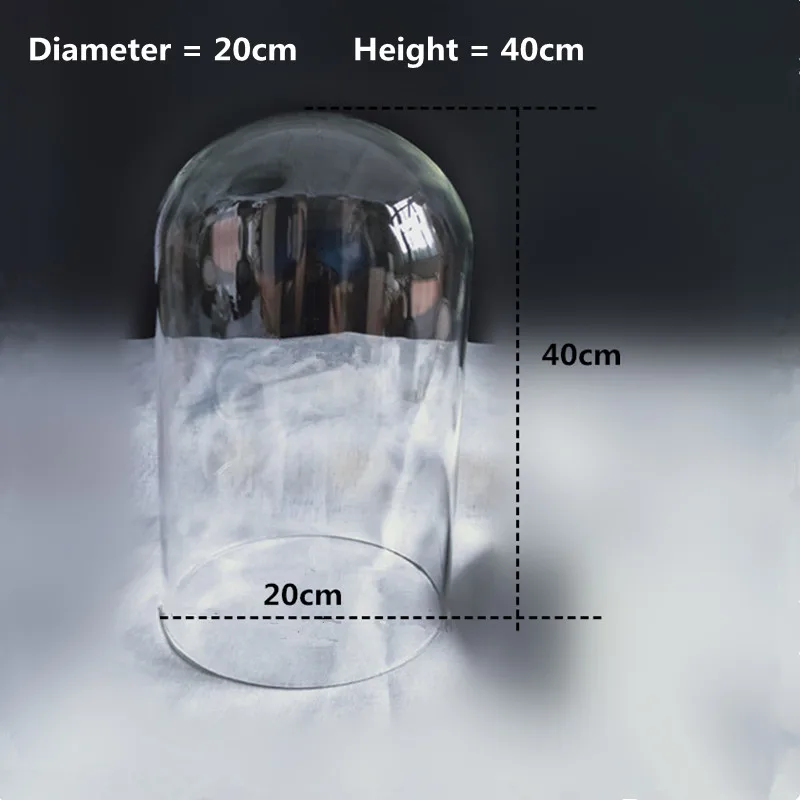 

20*40cm Big Size Transparent Glass Dome Vase Home Decoration Creative Cake Snack Food Cover