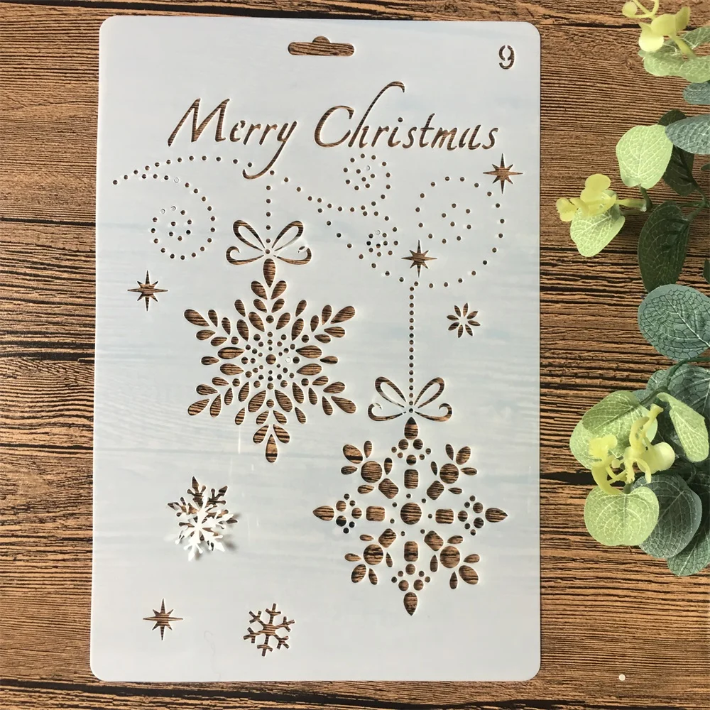 4Pcs/Set 26cm Christmas Tree Jingle Bell Snow DIY Layering Stencils Painting Scrapbooking Stamping Embossing Decorative Template