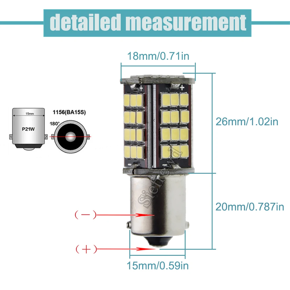 1Pcs 6V 6 Volt 1156 BA15S Car Motorcycle LED Signal Lamp 56SMD 2835 P21W Backup Reverse Brake Turn Light Globe Bulb White 6000K