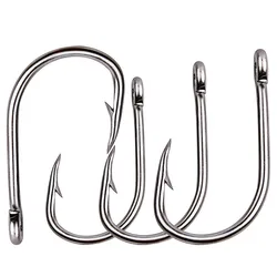 100Pcs Circle Fishing Hooks Live Bait Barbed Hook Strong Stainless Steel Sharp Saltwater Fishhooks Size 1/0-10/0
