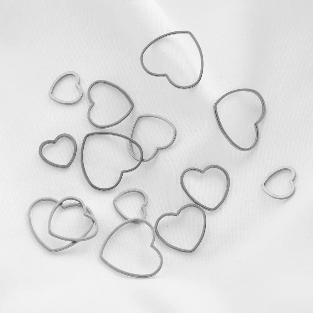 20Pcs Stainless Steel Heart Charms Connector Pendant Bezel Hollow Resin Frame Components Mold For DIY Earrings Jewelry Making