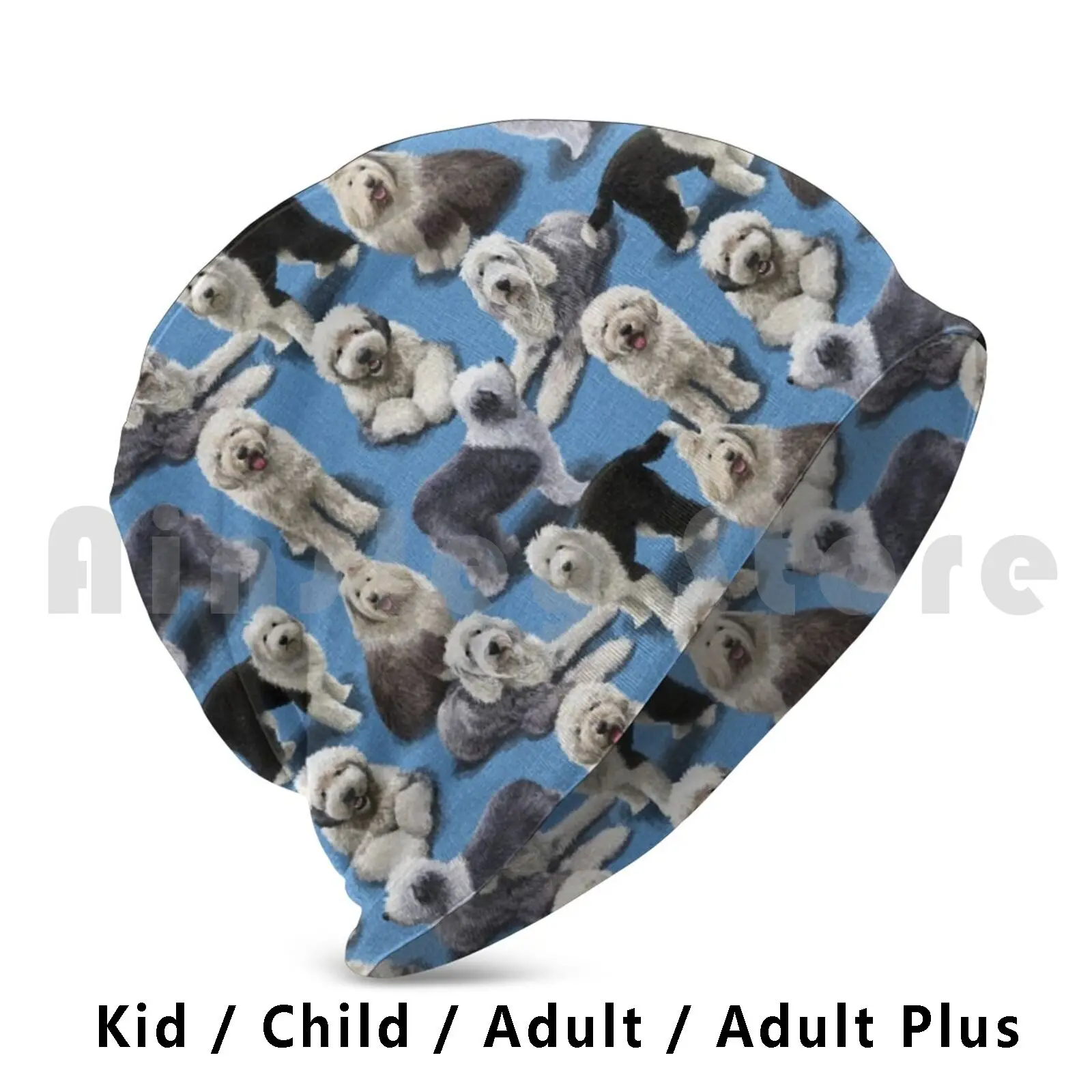 Gorro de perro pastor inglés antiguo, gorro de cobertura, cojín estampado artesanal, perro pastor inglés antiguo, perro oveja, Oes Collie, Collies barbudos