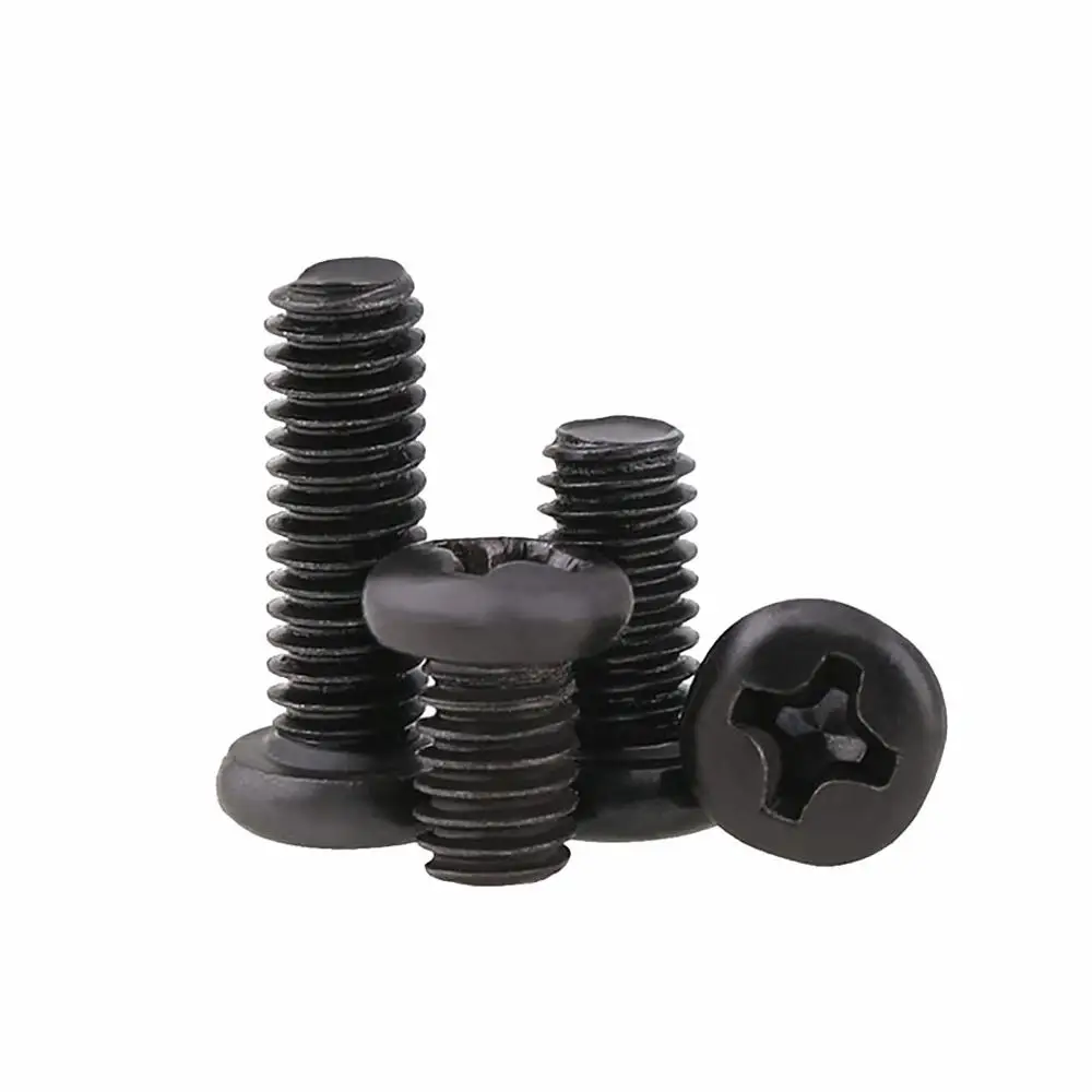 

Black Zinc Plated Pan Head Phillips Machine Screws M2 M2.5 M3 M4 Round Head Cross Bolts Carbon Steel Length 3-20mm