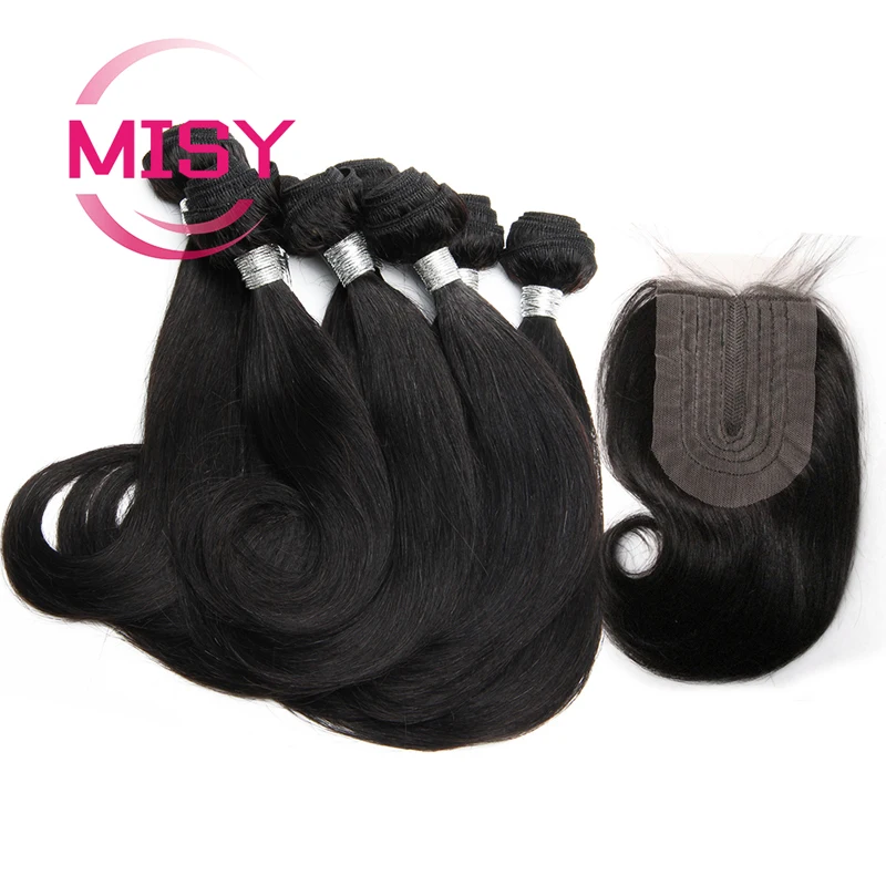 T Part Closure and Bundles Short Curly Hair Bundles With Closure 4*1 Lace Closure Brazilian Natural Hair Products For Black Wome