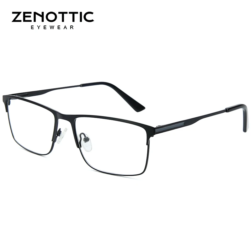 ZENOTTIC Alloy Prescription Glasses Men Square Anti Blue Light Computer Eyeglasses High Quality Myopia Photochromic  Eyewear