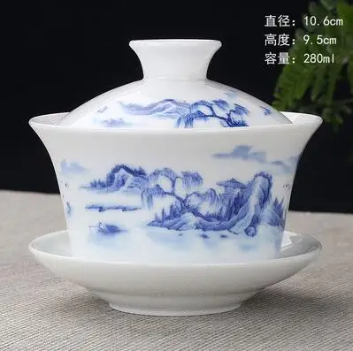 Chinese handgeschilderde Kungfu theeservies, terrine Dehua, wit porselein, Gaiwan, pannenset voor op reis, snelle kop, hoge kwaliteit