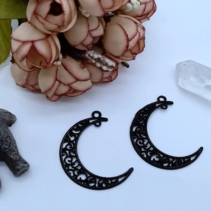 41x30mm 10pcs 2 Colors Plated  Moon Style Handmade Charms Pendant:DIY for Bracelet Necklace image 3