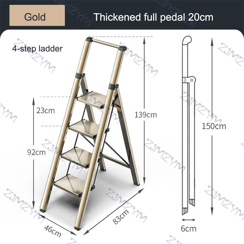 Échelle pliante à chevrons pour la maison, échelle légère à 4 marches, roulement de 150KG, échelle télescopique multifonctionnelle en alliage d'aluminium