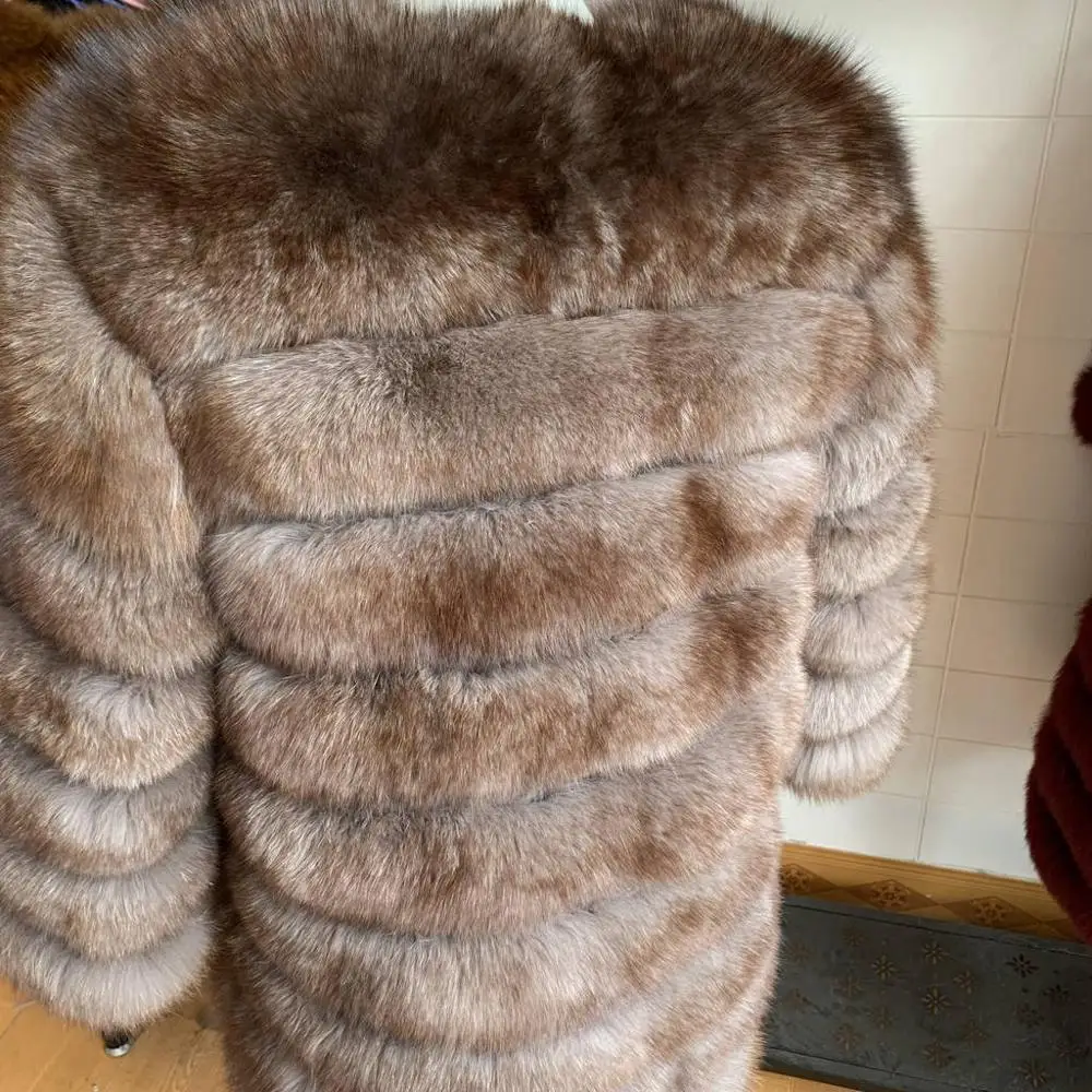 2019 New Natural Real Fox Fur Coat Winter Women Long Style Genuine Real Fur Jacket Female Quality 100% Real Fox Fur Overcoats