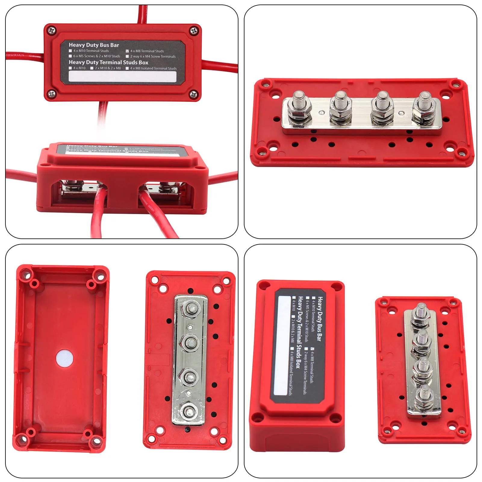 New Style Red Shell Busbar Box M8 Specification 300A High Current 48V Busbar BUS BAR Busbar Box For Cars Ships Yachts