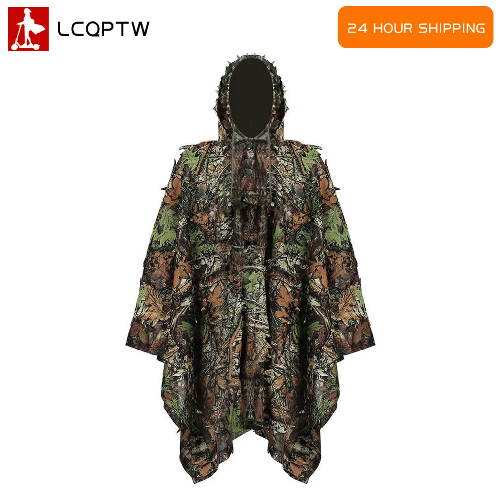 Abiti mimetici 3D abiti da caccia da cecchino camicia moro camuflagem ghillie suit foglie Poncho mantello Stealth mantello uniforme militar